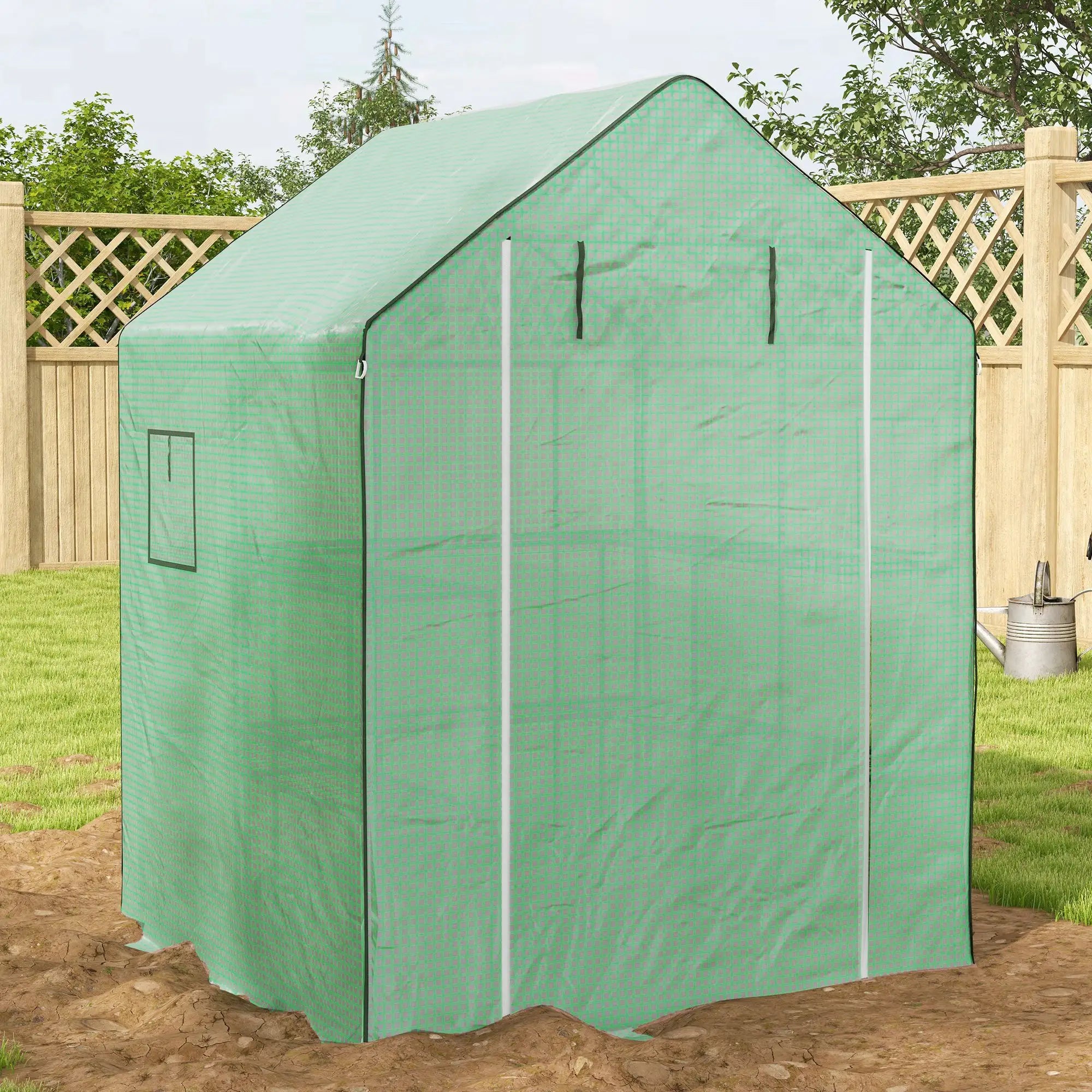 Portable Walk-In Greenhouse, 4.6' x 4.7', 2 Tier U-Shaped Shelves, Green Walk In Greenhouses at Gallery Canada