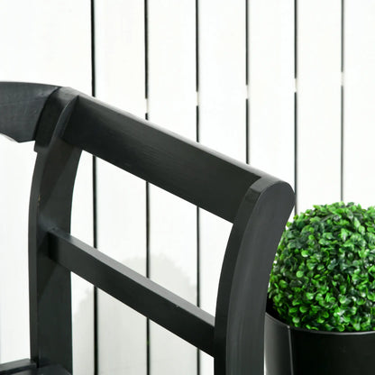 Wooden Outdoor Bench, 3 Person, Diamond Backrest, Slatted Seat, 792 LBS, Black Outdoor Benches at Gallery Canada