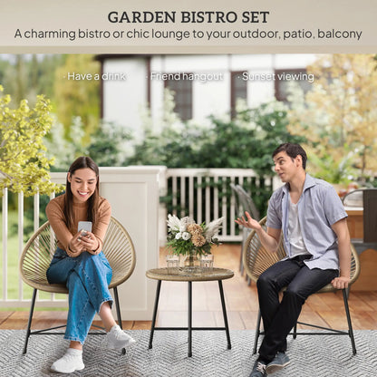 3 Piece Wicker Patio Bistro Set, Acapulco Chairs, Glass-Top Table, Natural Wood Bistro Sets at Gallery Canada