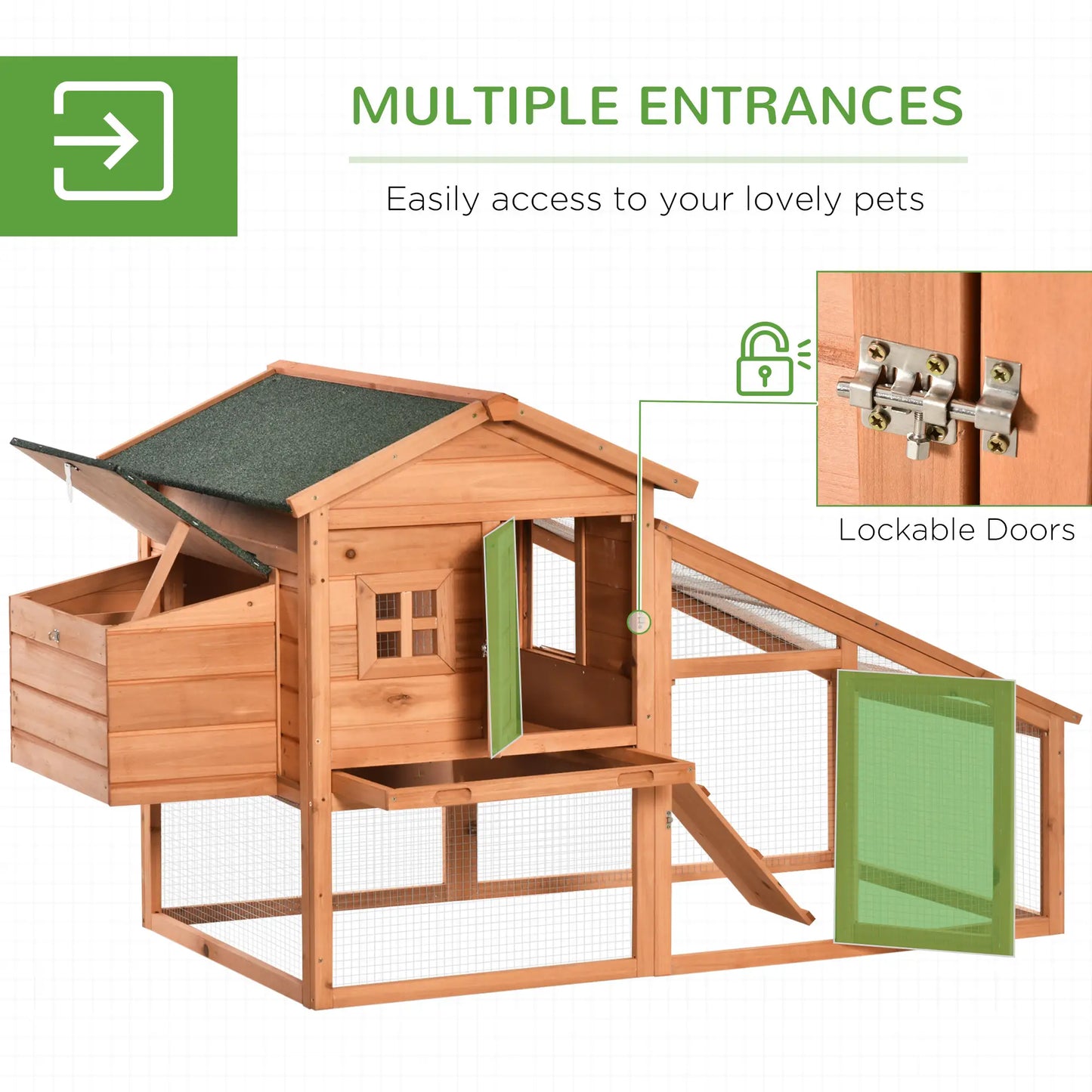 69 Wooden Chicken Coop, Rabbit Hutch, Outdoor Poultry Cage, Yellow and Green Chicken Coops at Gallery Canada