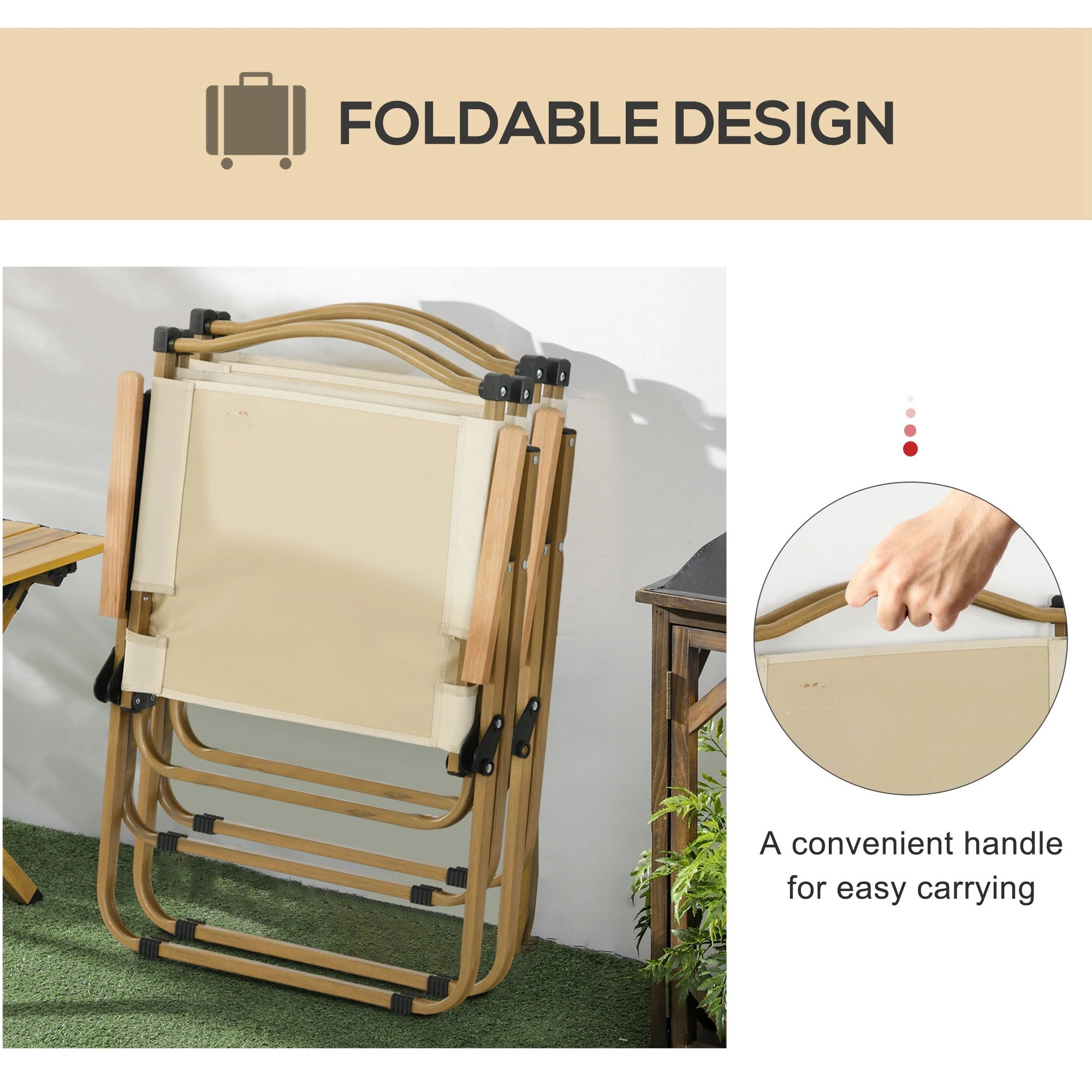 Set of 2 Lightweight Folding Camping Chairs, Portable, Beige Picnic Tables & Camping Chairs at Gallery Canada