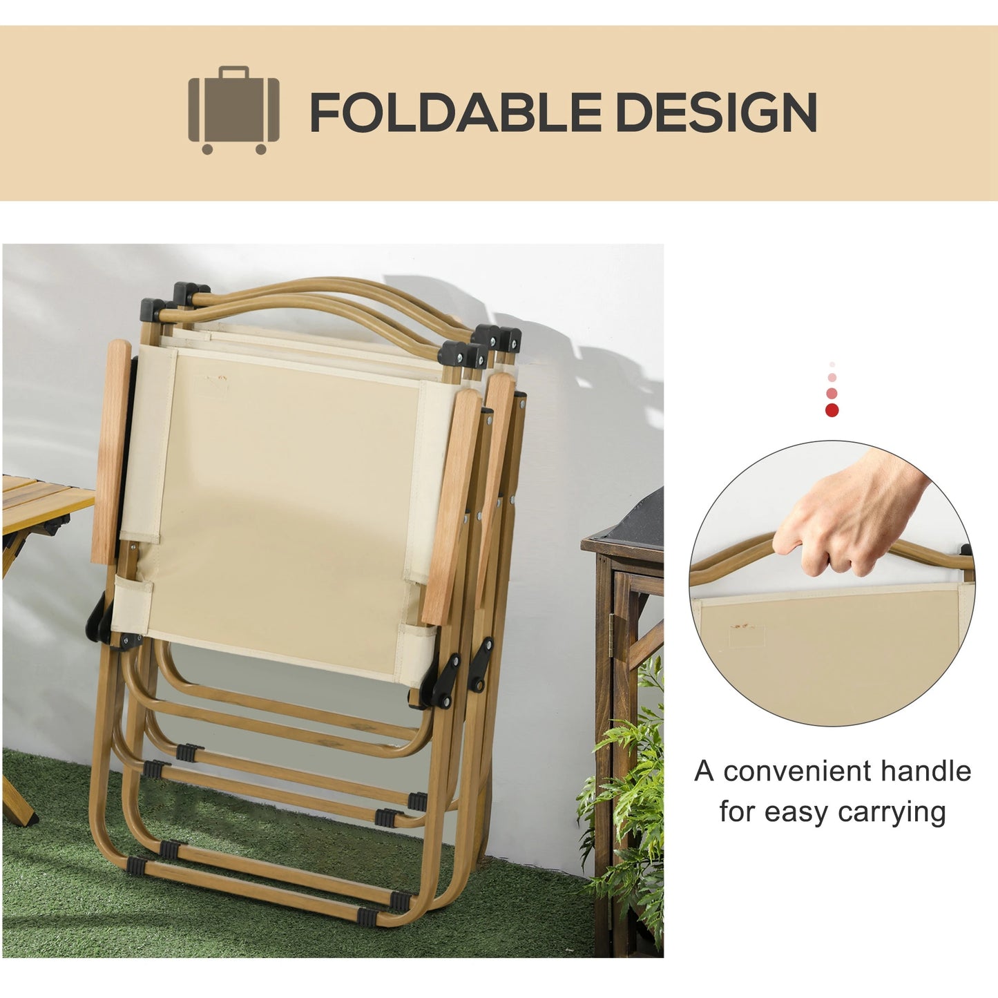 Set of 2 Lightweight Folding Camping Chairs, Portable, Beige Picnic Tables & Camping Chairs at Gallery Canada