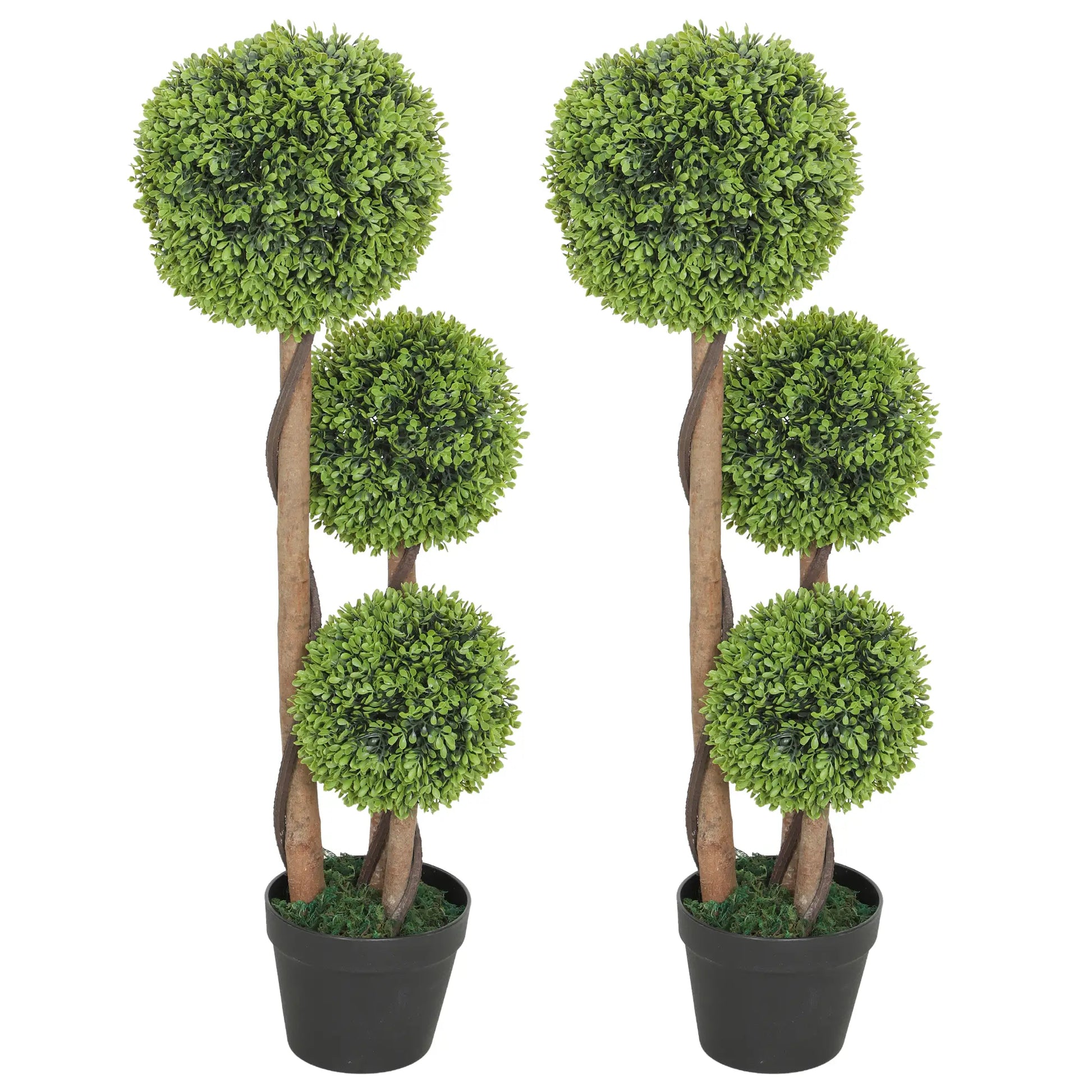 3FT Artificial Boxwood Topiary Trees, Set of 2, Green Artificial Trees Green at Gallery Canada