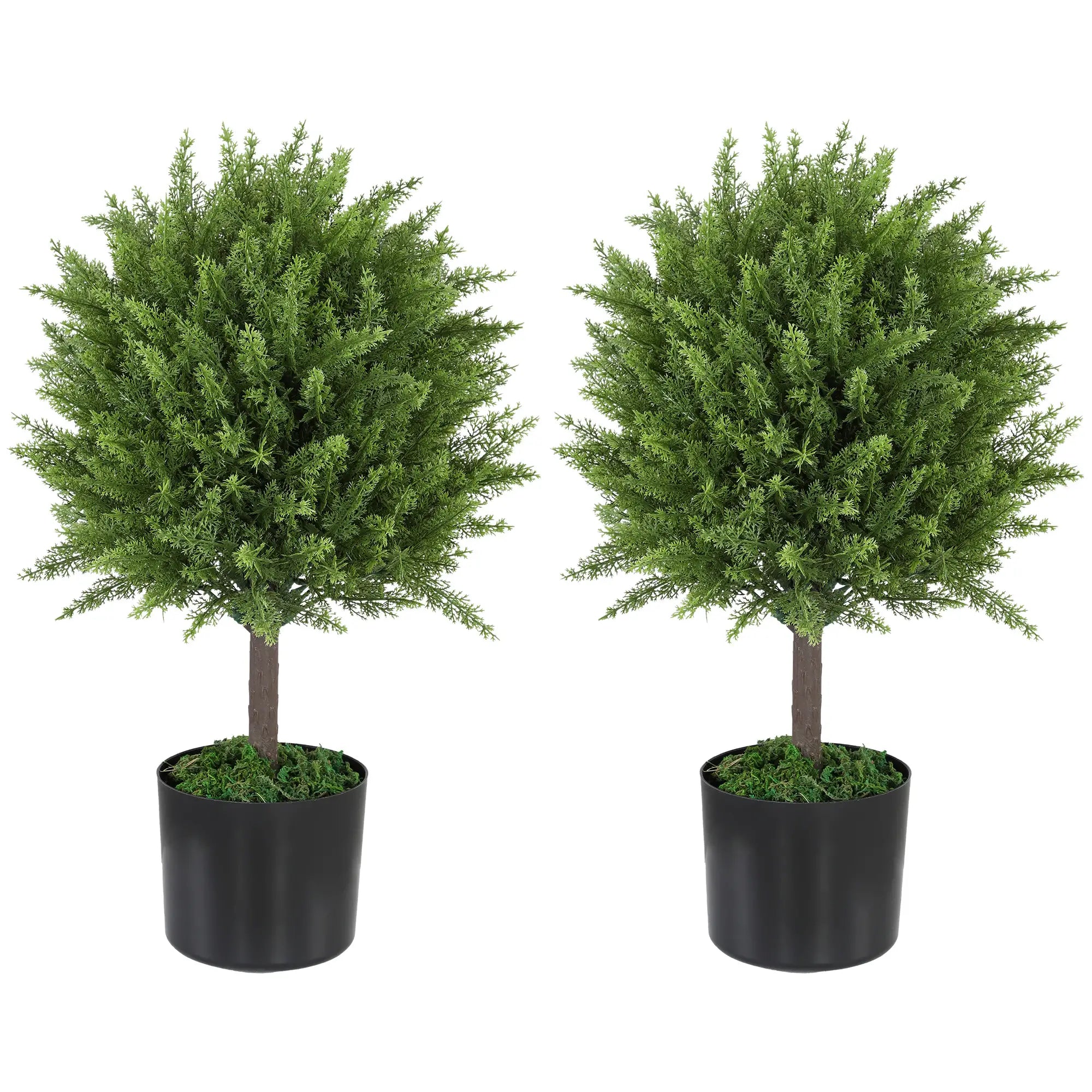 Set of 2 Artificial Cedar Topiary Trees in Pots, Green Artificial Trees Green at Gallery Canada