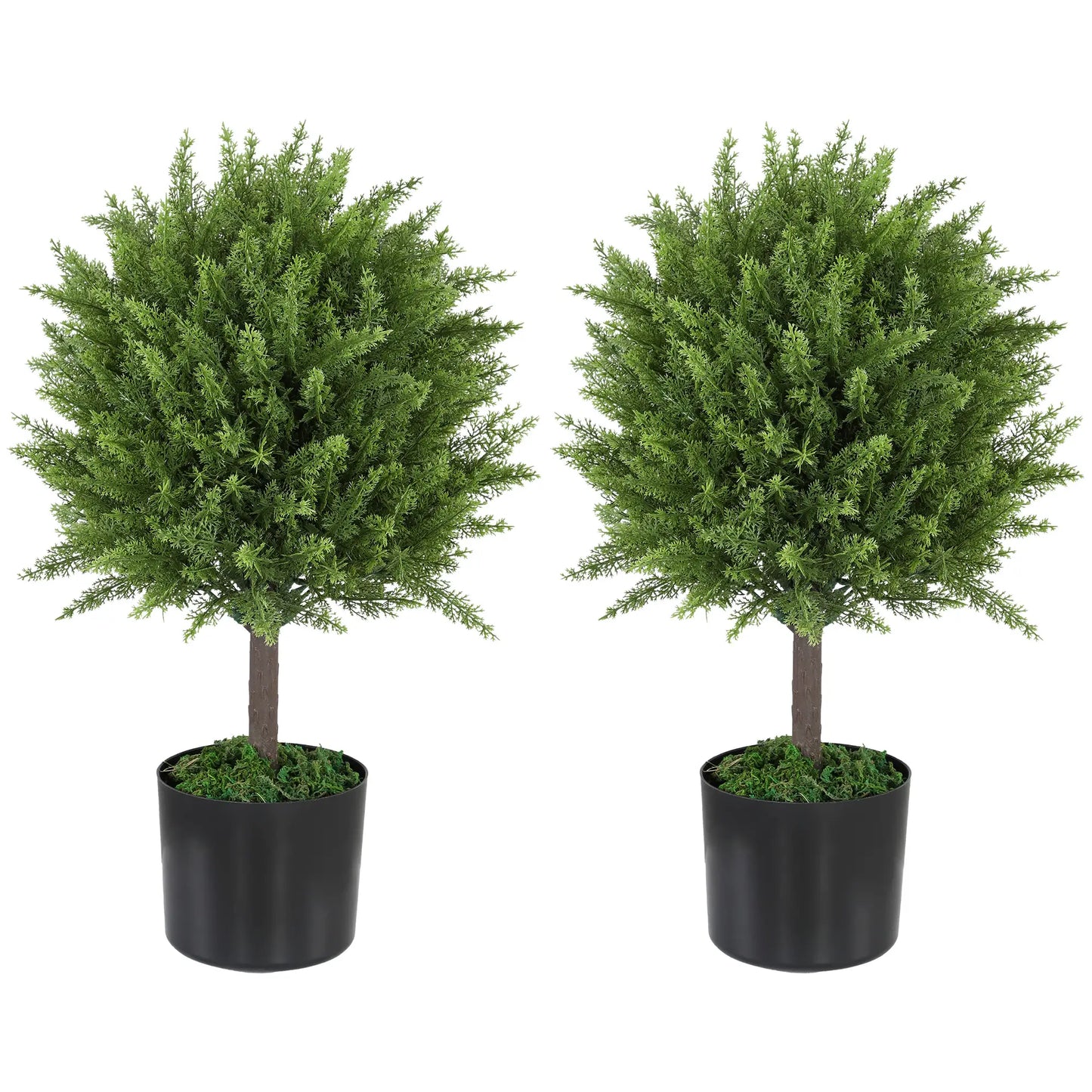 Set of 2 Artificial Cedar Topiary Trees in Pots, Green Artificial Trees Green at Gallery Canada