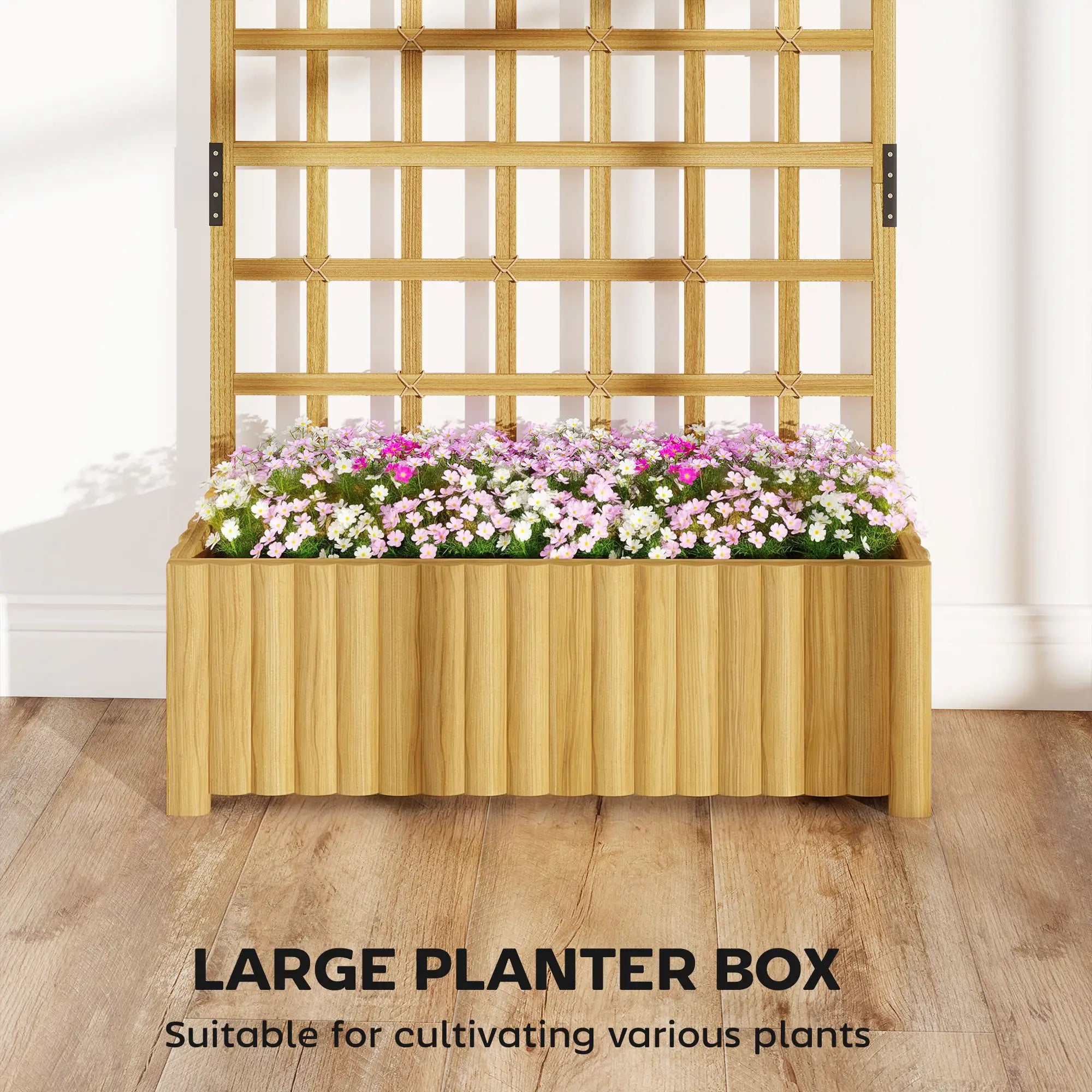 Wooden Raised Garden Bed with Trellis, Elevated Planter Box Wooden Planter Boxes at Gallery Canada