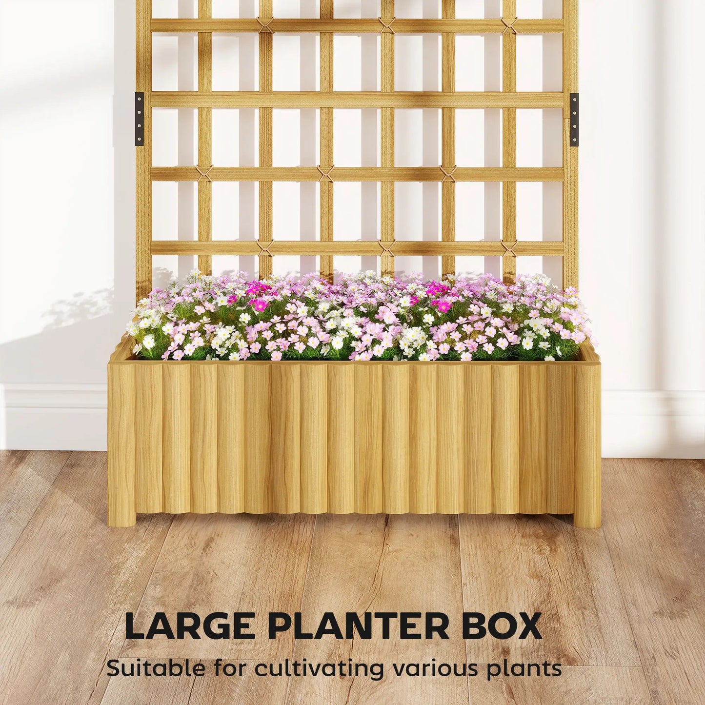 Wooden Raised Garden Bed with Trellis, Elevated Planter Box Wooden Planter Boxes at Gallery Canada