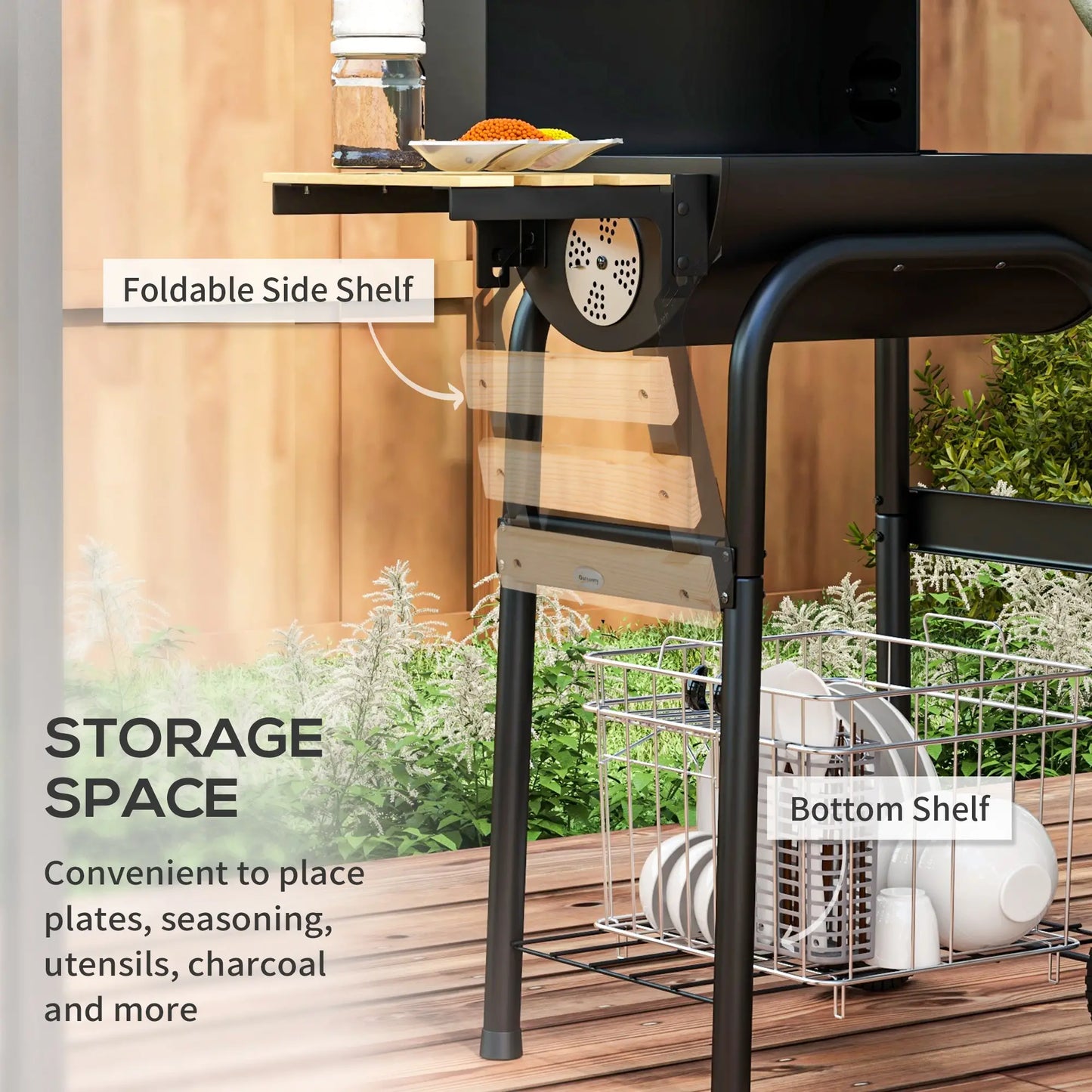 Charcoal BBQ Grill With Thermometer, Shelves, Wheels, Black Charcoal BBQ Grils at Gallery Canada