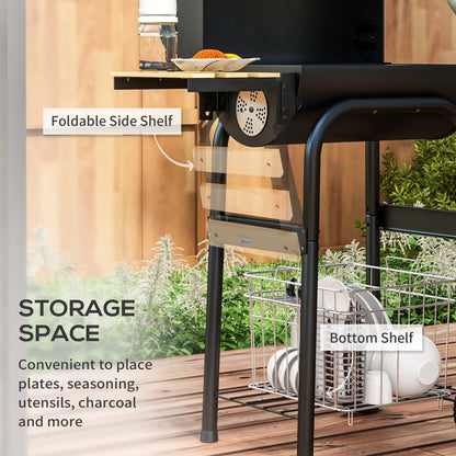 Charcoal BBQ Grill With Thermometer, Shelves, Wheels, Black Charcoal BBQ Grils at Gallery Canada