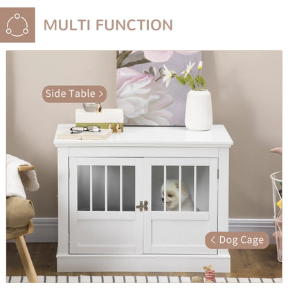 31" Dog Crate End Table, Three Doors, White Houses, Kennels & Pens at Gallery Canada