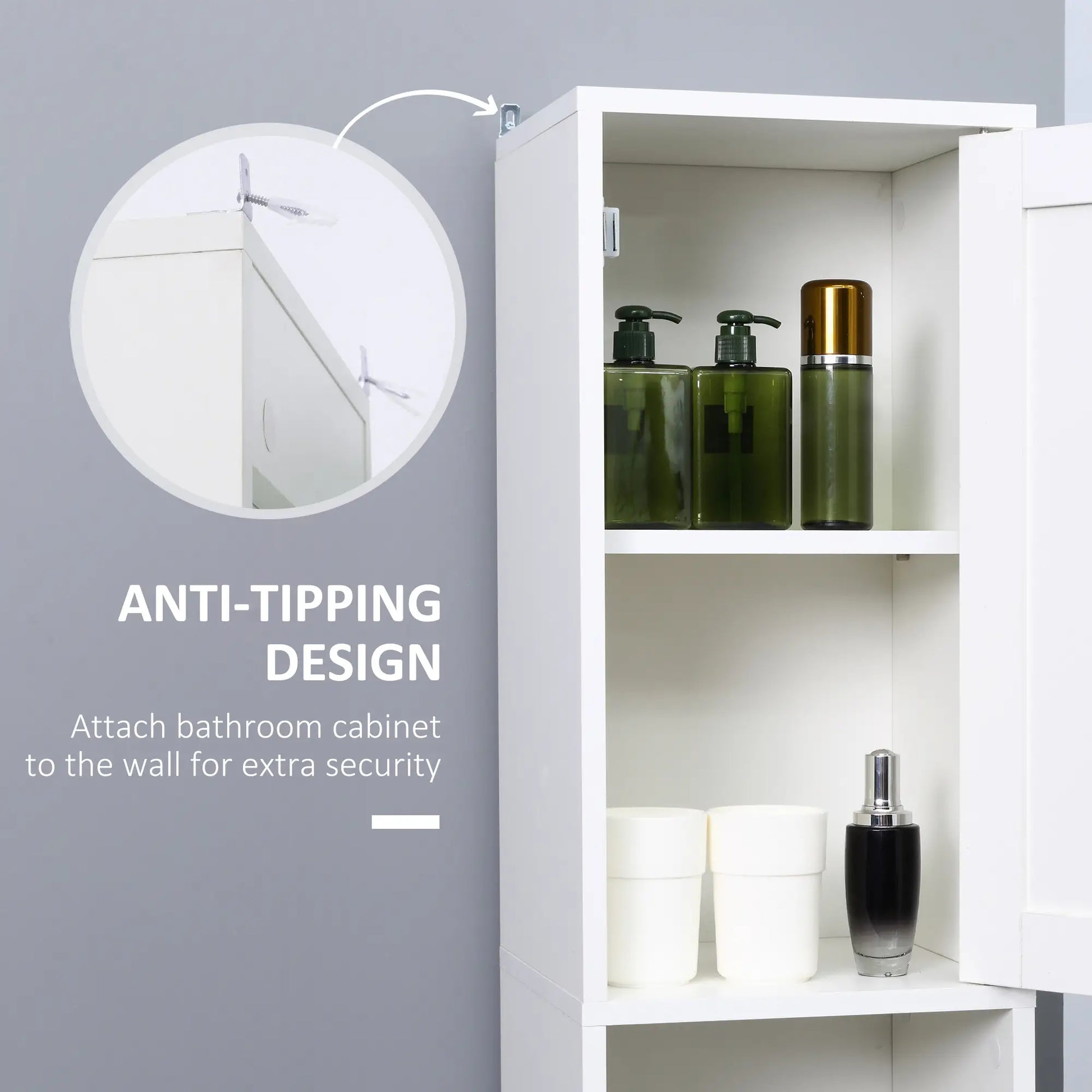 Tall Bathroom Storage Cabinet with Mirror, Adjustable Shelves, White Bathroom Cabinets at Gallery Canada