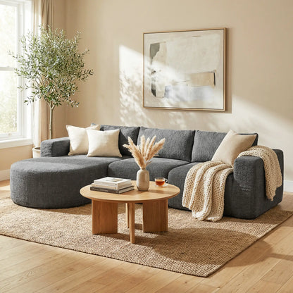 L-Shaped Modular Sectional Sofa, With Chaise And Deep Seat, Dark Grey 3-Seater Sofas at Gallery Canada
