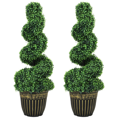 Artificial Topiary Spiral Boxwood Trees, Set of 2 with Pot, 90cm Artificial Trees at Gallery Canada