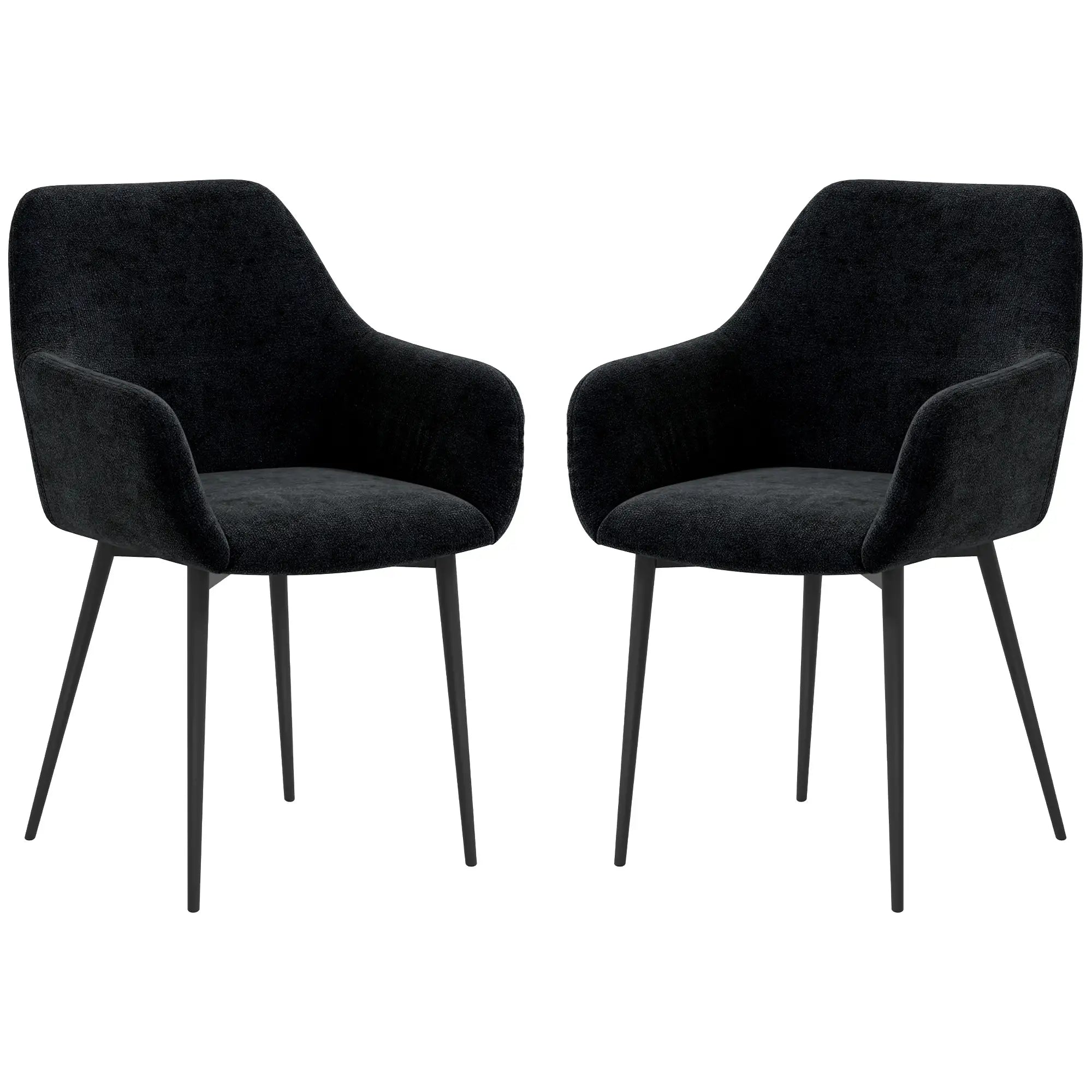 Velvet Fabric Dining Chairs Set Of 2, With Steel Legs, Black Dining Chairs Black at Gallery Canada