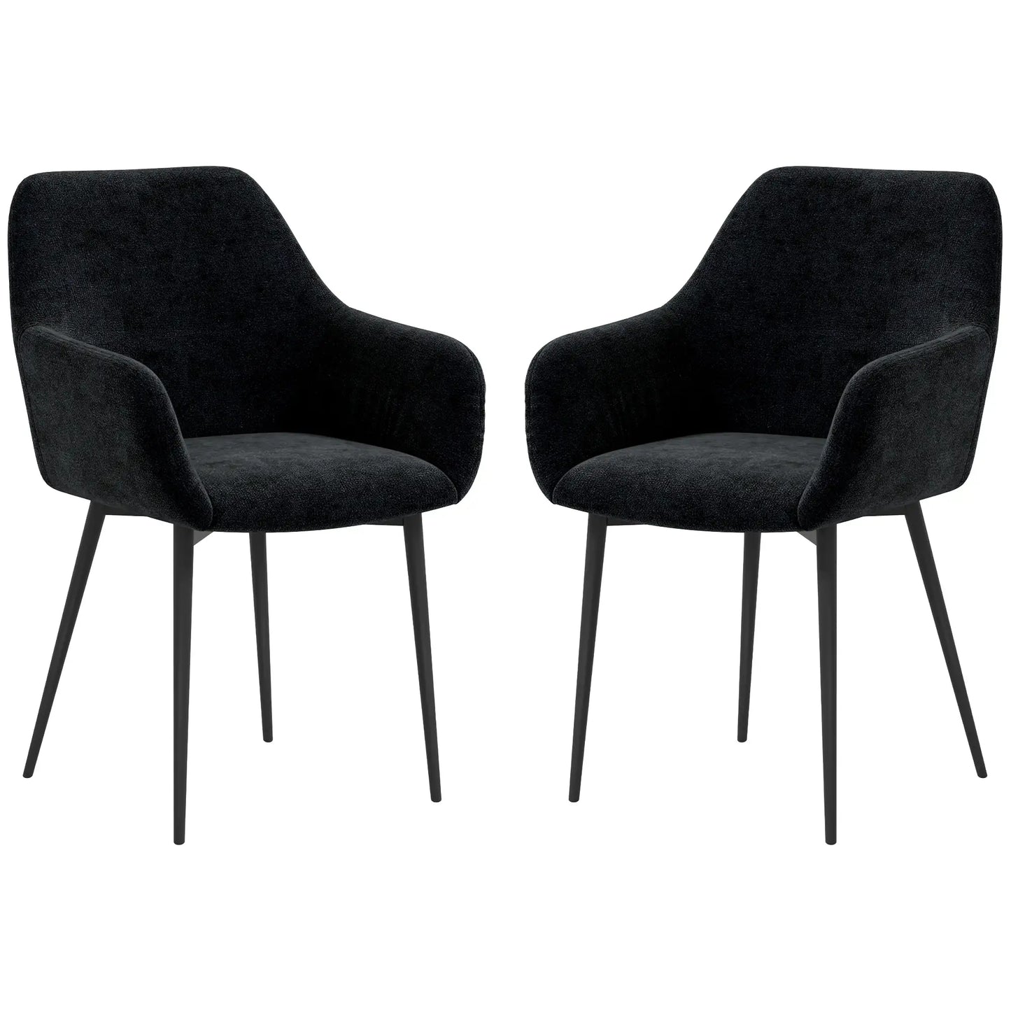 Velvet Fabric Dining Chairs Set Of 2, With Steel Legs, Black Dining Chairs Black at Gallery Canada