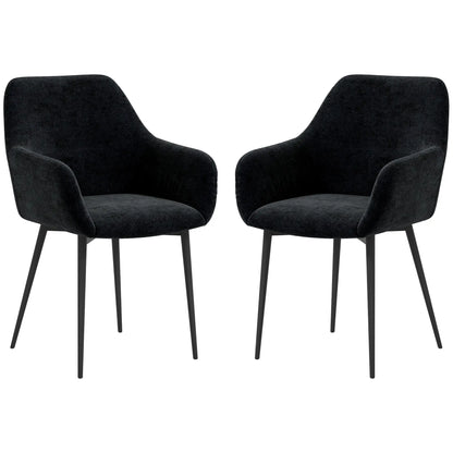 Velvet Fabric Dining Chairs Set Of 2, With Steel Legs, Black Dining Chairs Black at Gallery Canada