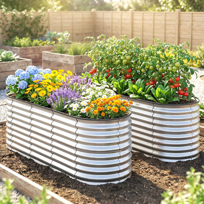 Galvanized Raised Garden Bed, 6 x 2 x 2 ft, Silver Galvanized Planter Boxes at Gallery Canada