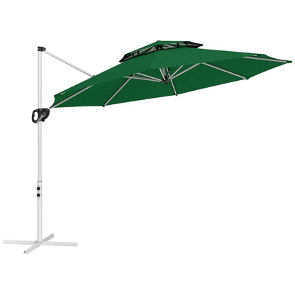 10 FT Cantilever Patio Umbrella, 360° Rotation, Adjustable Height, Dark Green Offset Cantilever Umbrellas at Gallery Canada