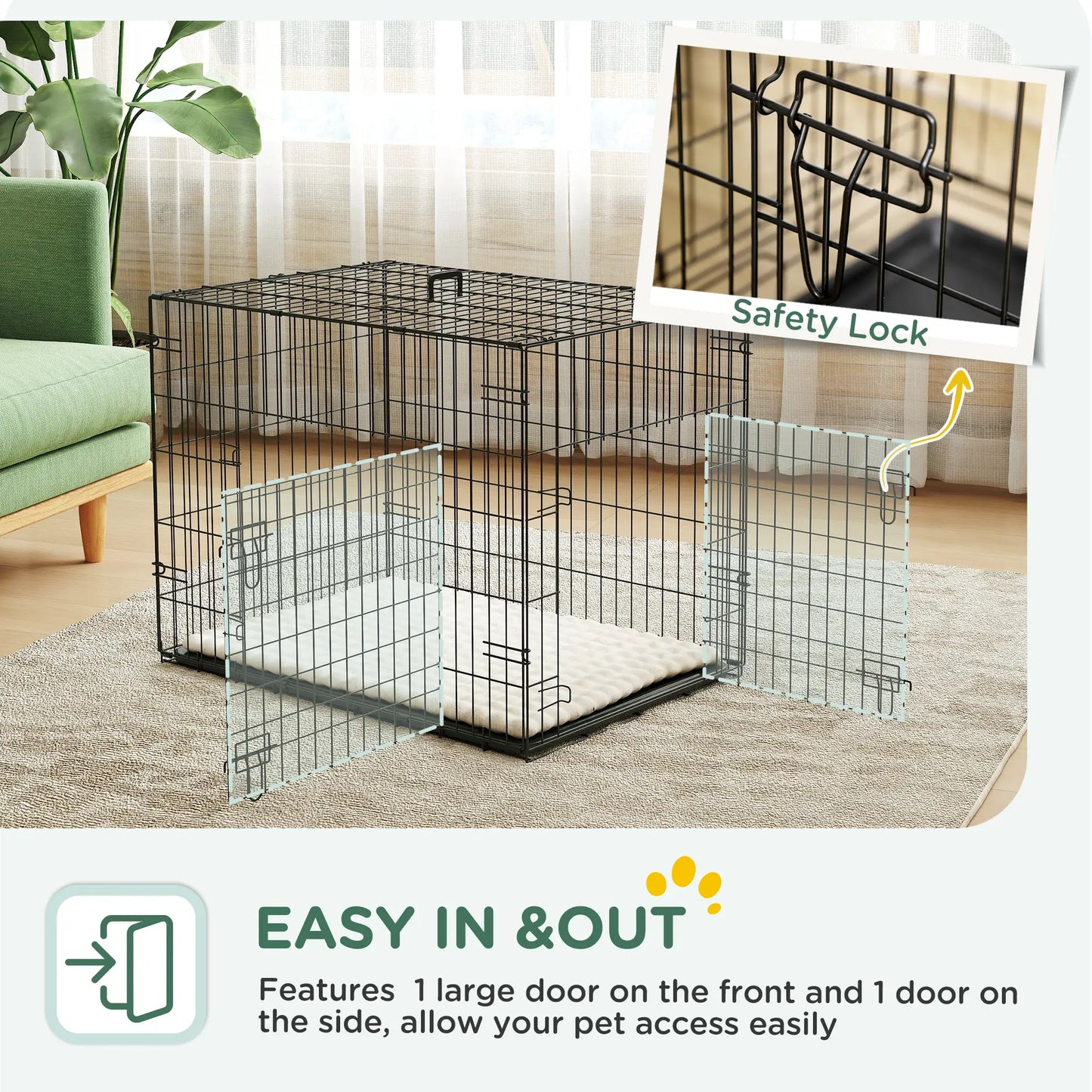 30" Folding Metal Dog Crate, 2 Doors, Removable Tray, Black Houses, Kennels & Pens at Gallery Canada