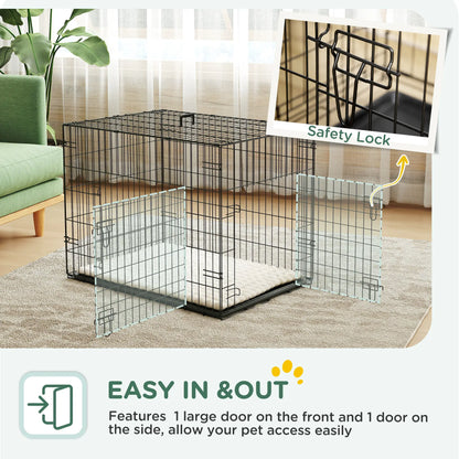 30" Folding Metal Dog Crate, 2 Doors, Removable Tray, Black Houses, Kennels & Pens at Gallery Canada