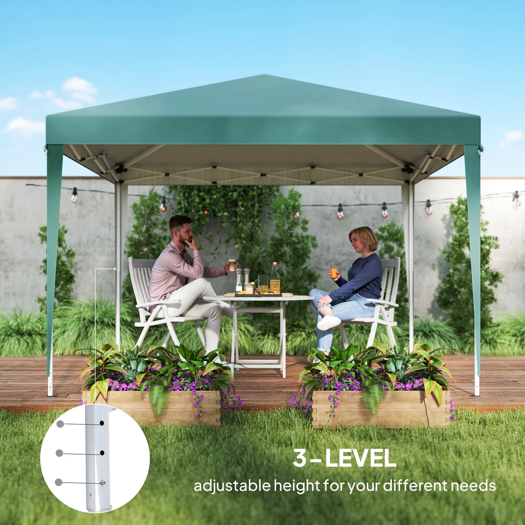 10 x 10ft Folding Pop Up Tent, Outdoor Gazebo Canopy, Dark Green Pop Up Canopies at Gallery Canada