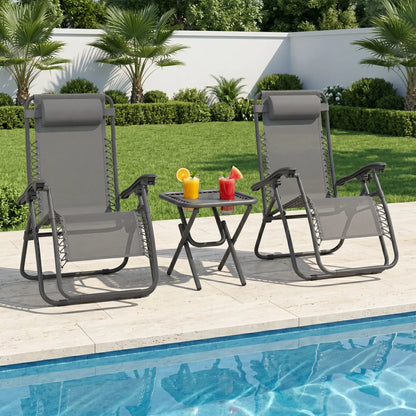 Zero Gravity Chair Set of 2, Patio Chair with Side Table, Grey Lounger Chairs at Gallery Canada
