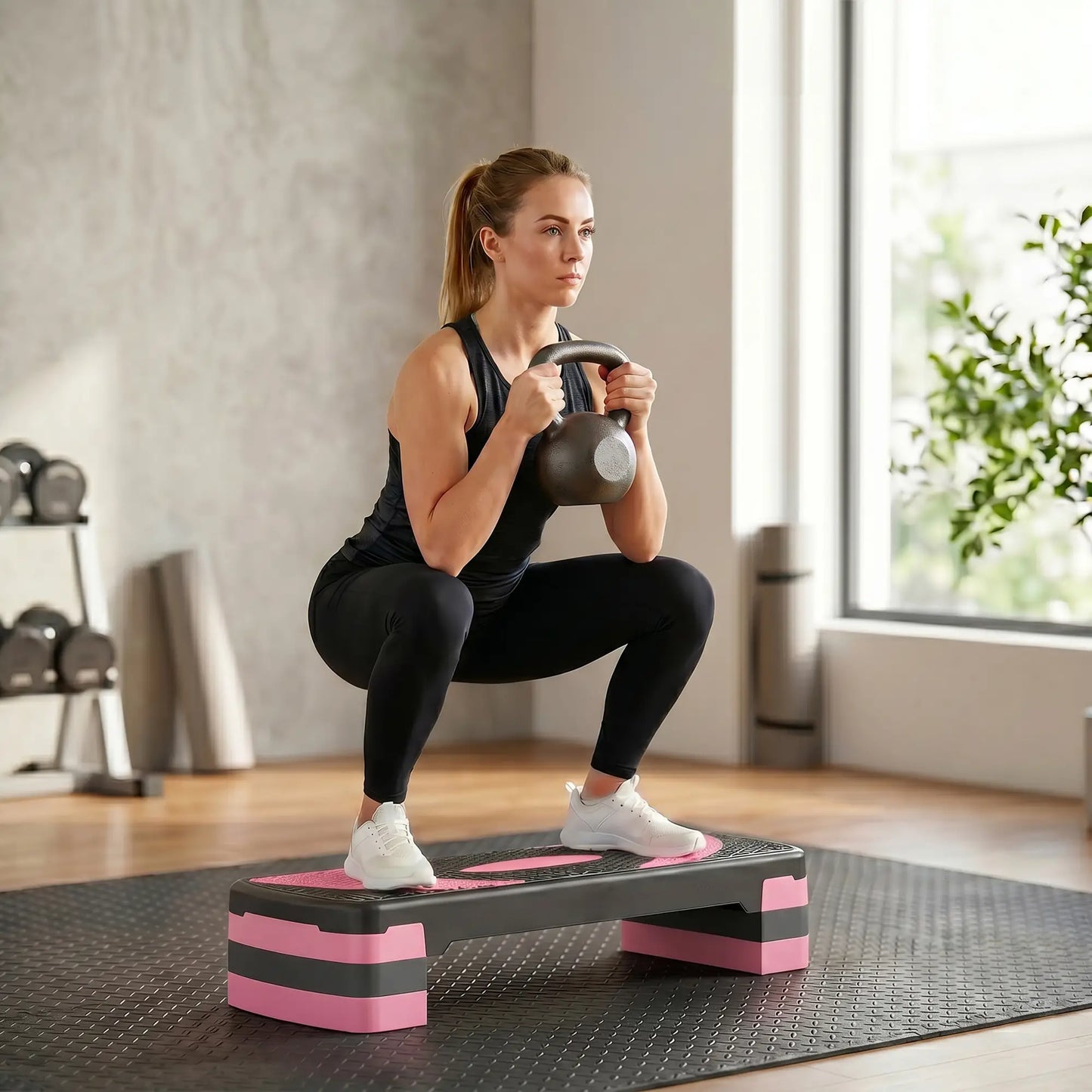Adjustable Aerobic Stepper, Exercise Platform, 4"-6"-8", Pink Aerobic Equipment at Gallery Canada