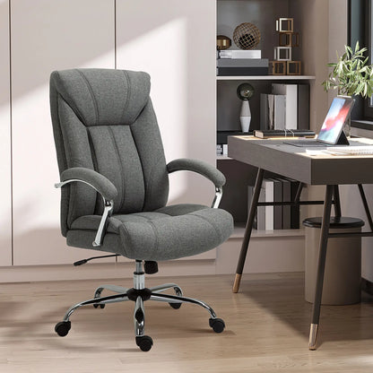 Ergonomic High Back Swivel Office Chair, Adjustable Height, Linen Fabric, Grey Executive & Manager Chairs at Gallery Canada
