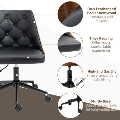 PU Leather Office Chair, 360 Swivel Wheels, Adjustable Height, Black Office Chairs at Gallery Canada