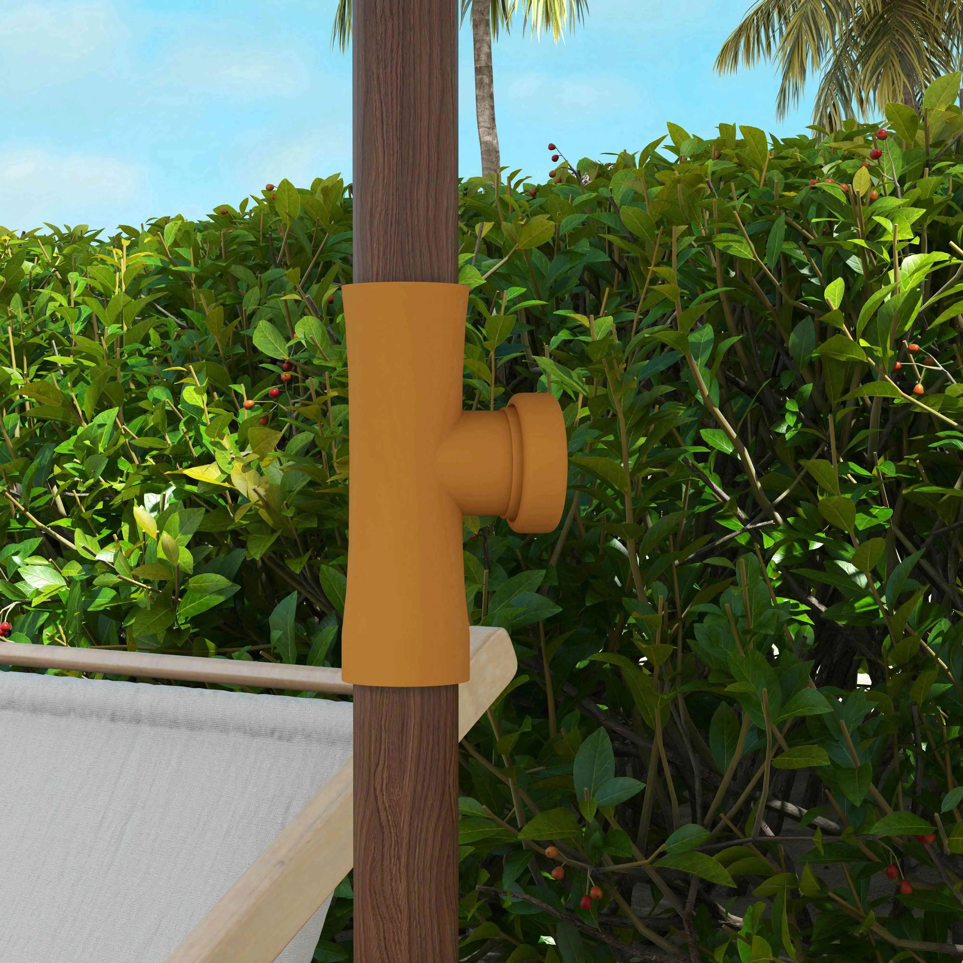 6.2' Travel Beach Umbrella, Vent, Ruffles, Carry Bag, Cream White Beach Umbrellas at Gallery Canada