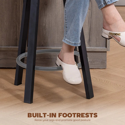 Upholstered Bar Stools Set Of 2, With Footrest And Backrest, Brown Bar Stools at Gallery Canada