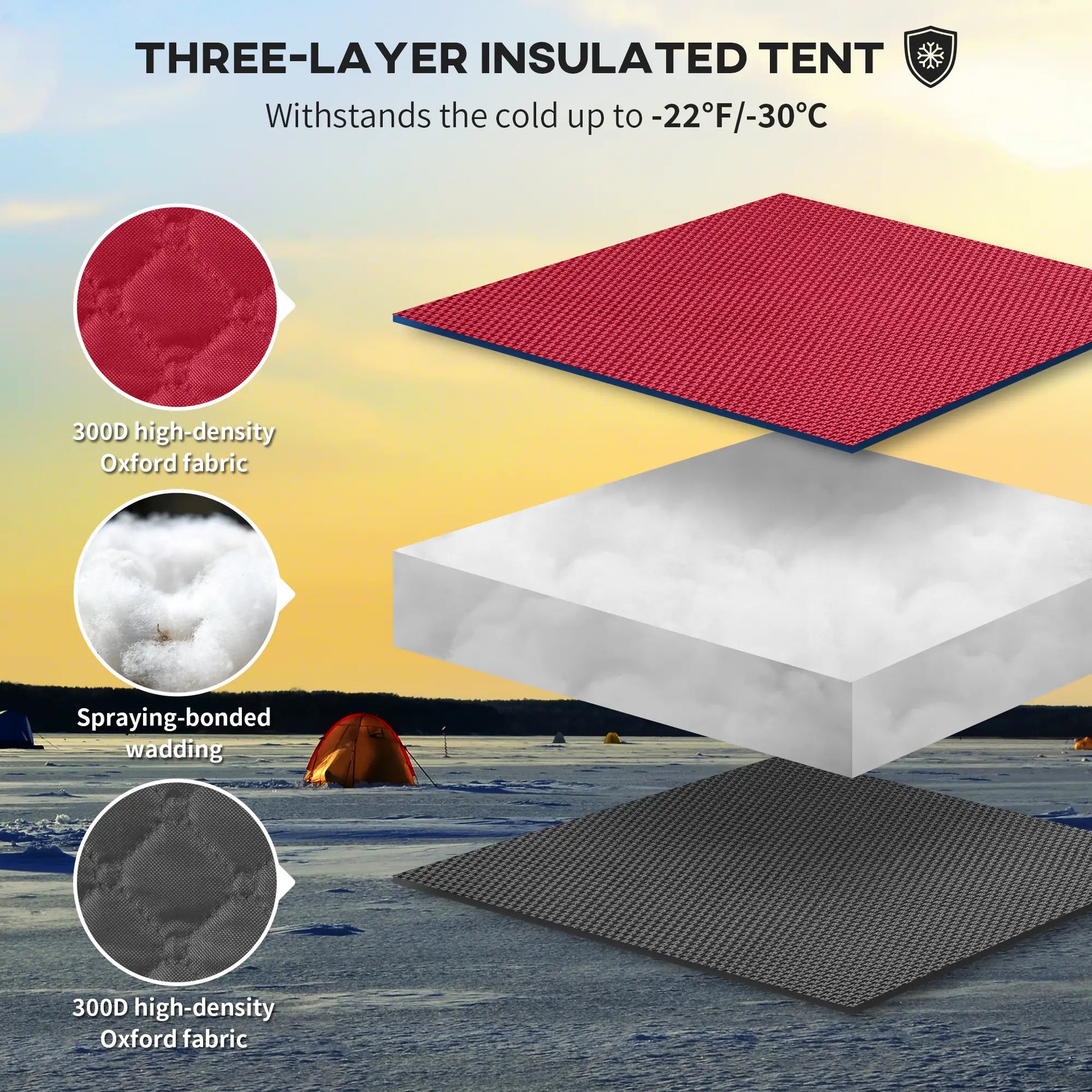 3-4 Person Insulated Ice Fishing Shelter, Pop Up, -22℉ Ice Fishing Tents at Gallery Canada