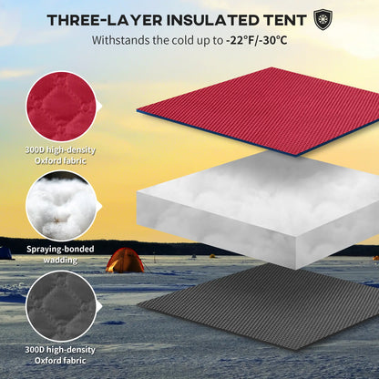 3-4 Person Insulated Ice Fishing Shelter, Pop Up, -22℉ Ice Fishing Tents at Gallery Canada