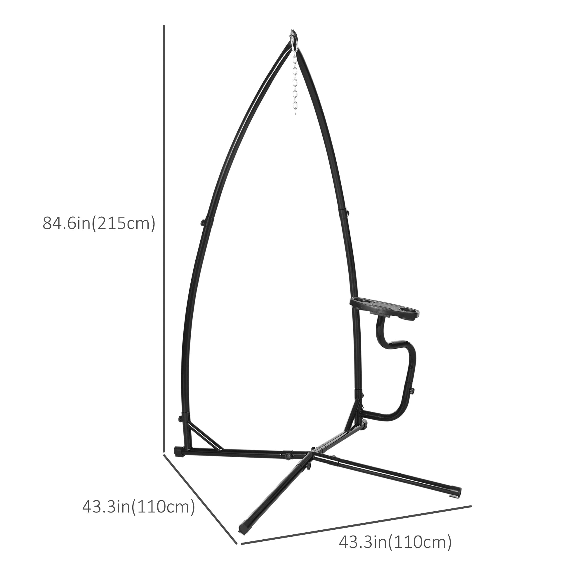 Hammock Chair Stand, Metal C-Stand with Tray, Indoor Outdoor, Black Hammock Stands at Gallery Canada