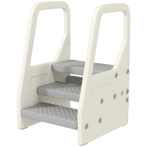 Adjustable Height Toddler Step Stool with Handle, Foot Pads, Grey