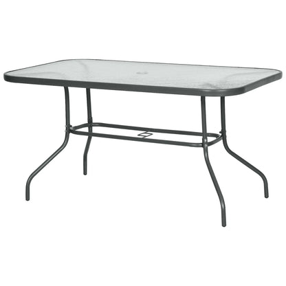 Metal Garden Dining Table, Outdoor Patio Table, Tempered Glass Top, 55" x 31.5" Patio Dinning Tables at Gallery Canada