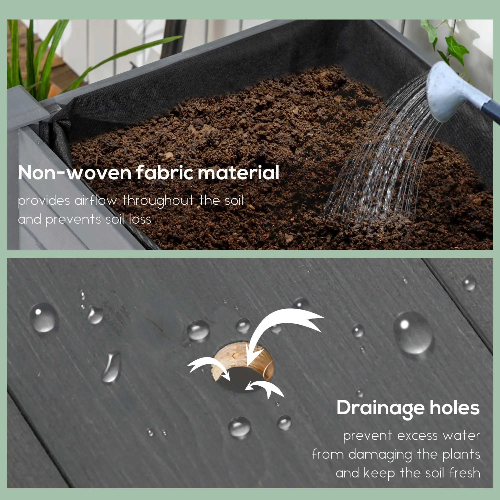 Mobile Raised Garden Bed, Wood Planter Box w/ Wheels, Storage Shelf, Dark Grey Elevated Garden Beds at Gallery Canada