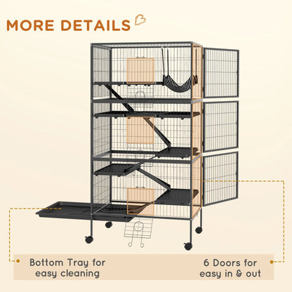 6-Tier Rolling Small Animal Cage, Rabbit Ferret Cage, Charcoal Grey Houses & Habitats at Gallery Canada