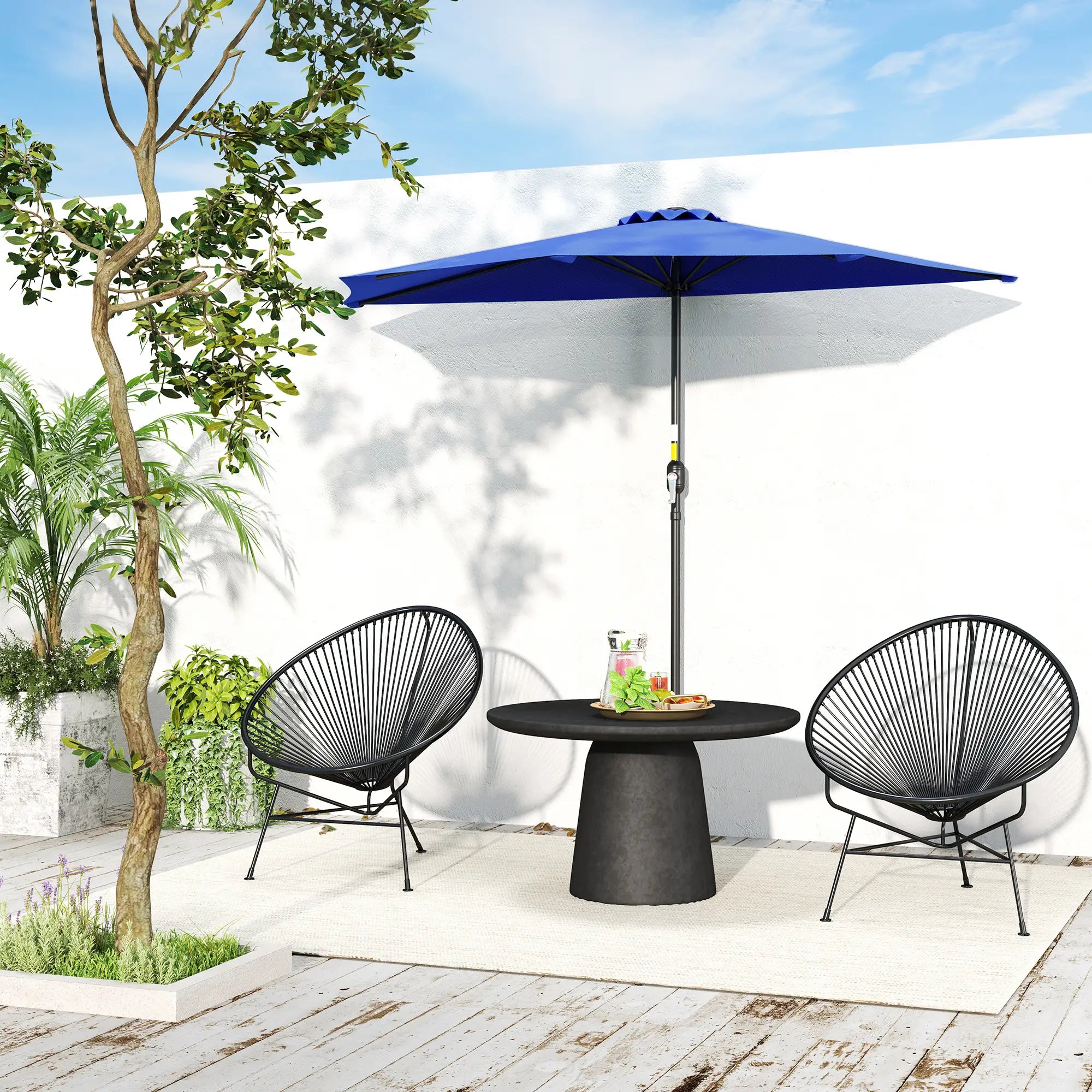 9ft Half Round Umbrella, Outdoor Patio Sun Shade, Deep Blue Half Round Umbrellas at Gallery Canada