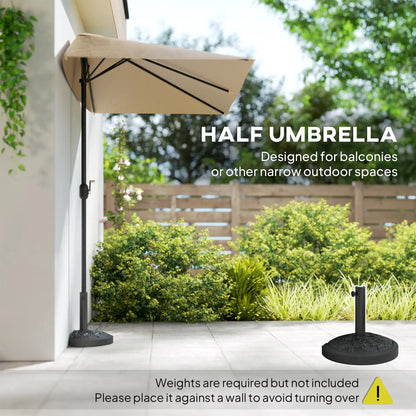 8ft Half Round Outdoor Patio Umbrella, Sun Shade, 5 Ribs