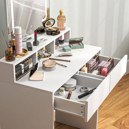Makeup Vanity Desk with Mirror, LED Lights, Drawers, White Dressing & Vanity Tables at Gallery Canada
