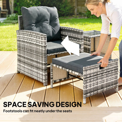 5 Piece Patio Furniture Set, Wicker Chairs, 2-Tier Glass Table, Grey/Dark Grey Patio Furniture Sets at Gallery Canada