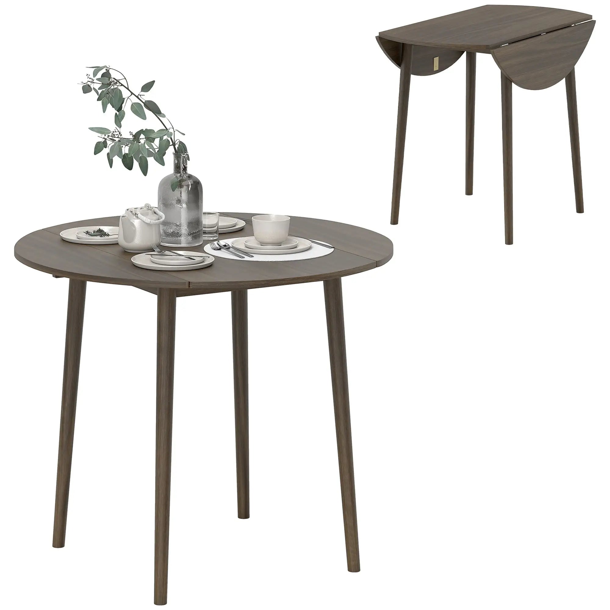 Round Folding Dining Table, Drop Leaf Kitchen Table, Distressed Grey, Wood Legs, Grey Bar Tables & Dining Tables at Gallery Canada