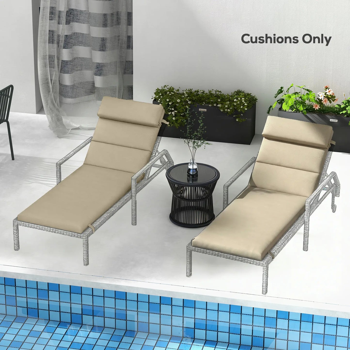 Patio Chaise Lounge Chair Cushions, Set of 2, Beige Patio Chair Cushions at Gallery Canada