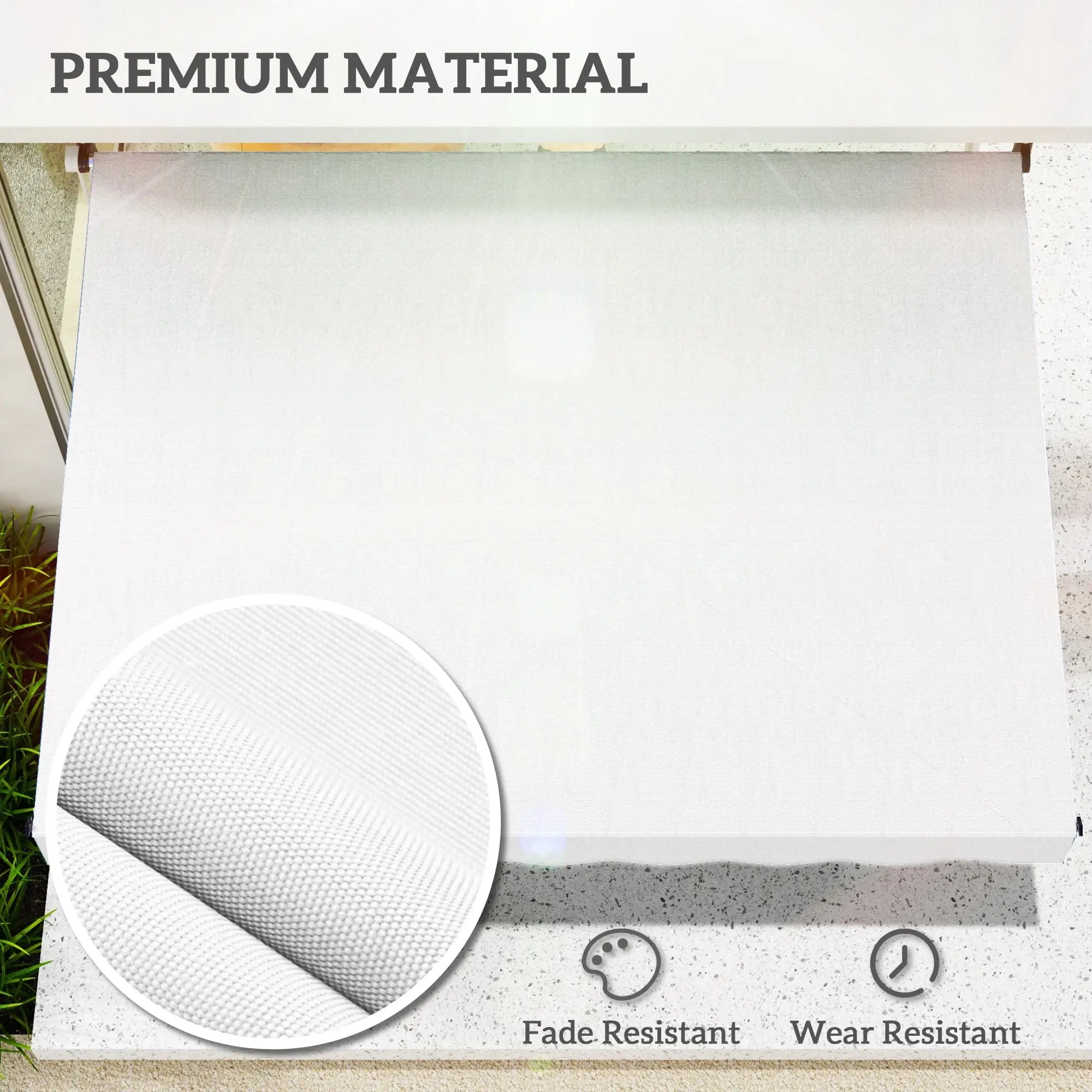 6.6'x5' Manual Retractable Patio Awning, Sun Shade, Water Resistant, White Door Awnings at Gallery Canada