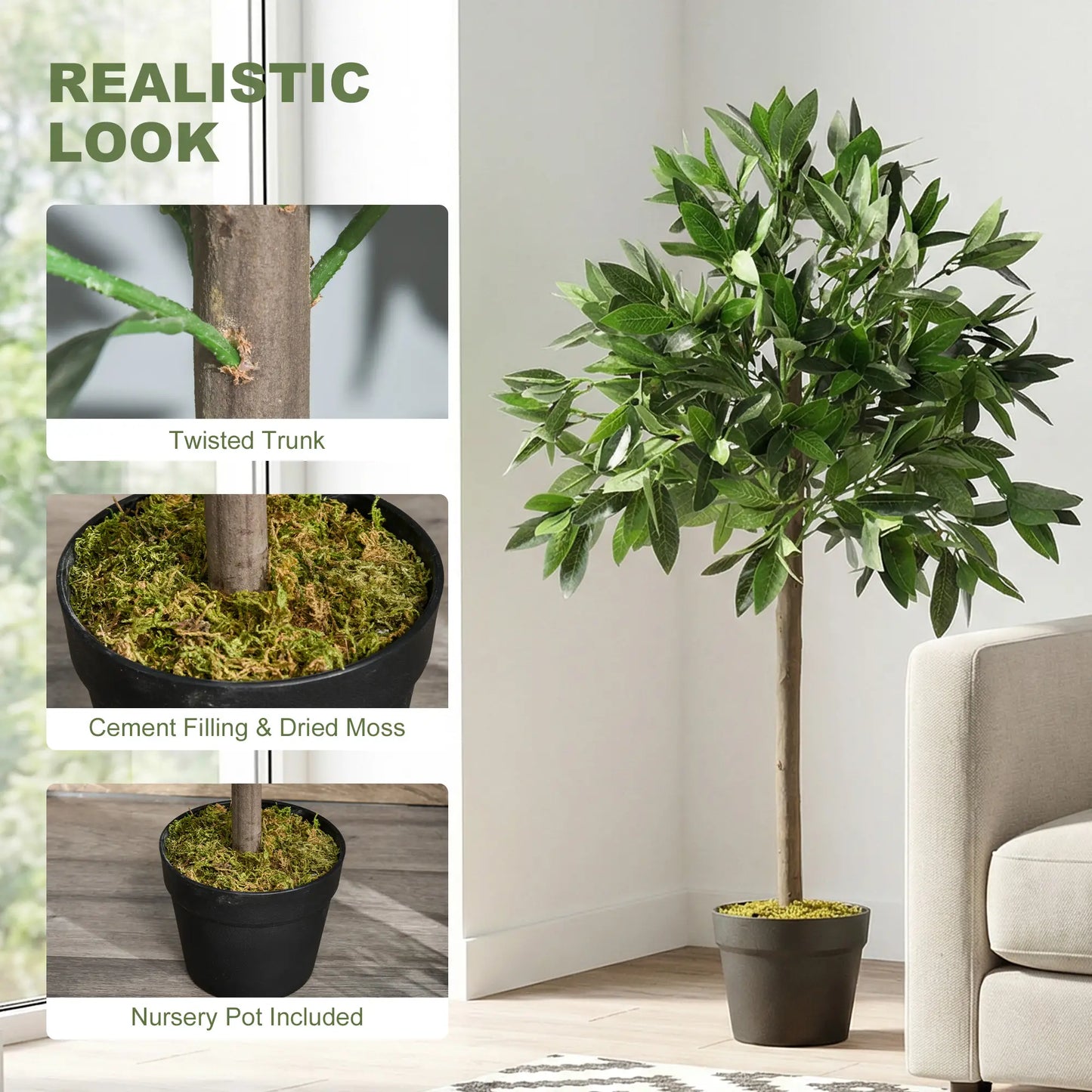 3FT Artificial Laurel Tree Set Of 2, Potted Fake Plant, Green Artificial Trees at Gallery Canada