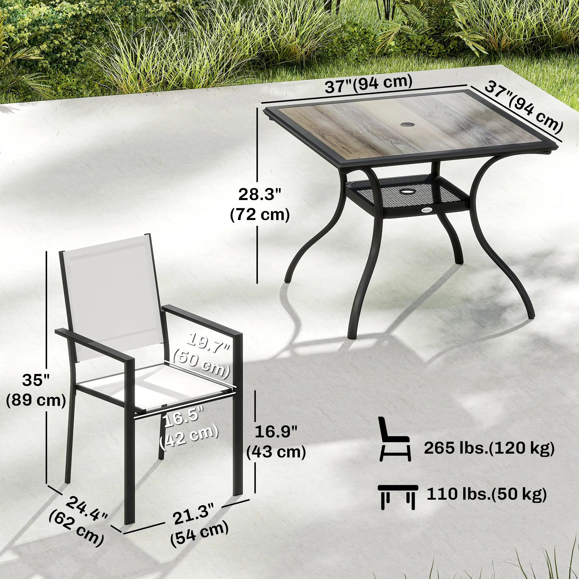 5 Piece Outdoor Patio Dining Set, Table And 4 Stackable Chairs Outdoor Dining Sets at Gallery Canada