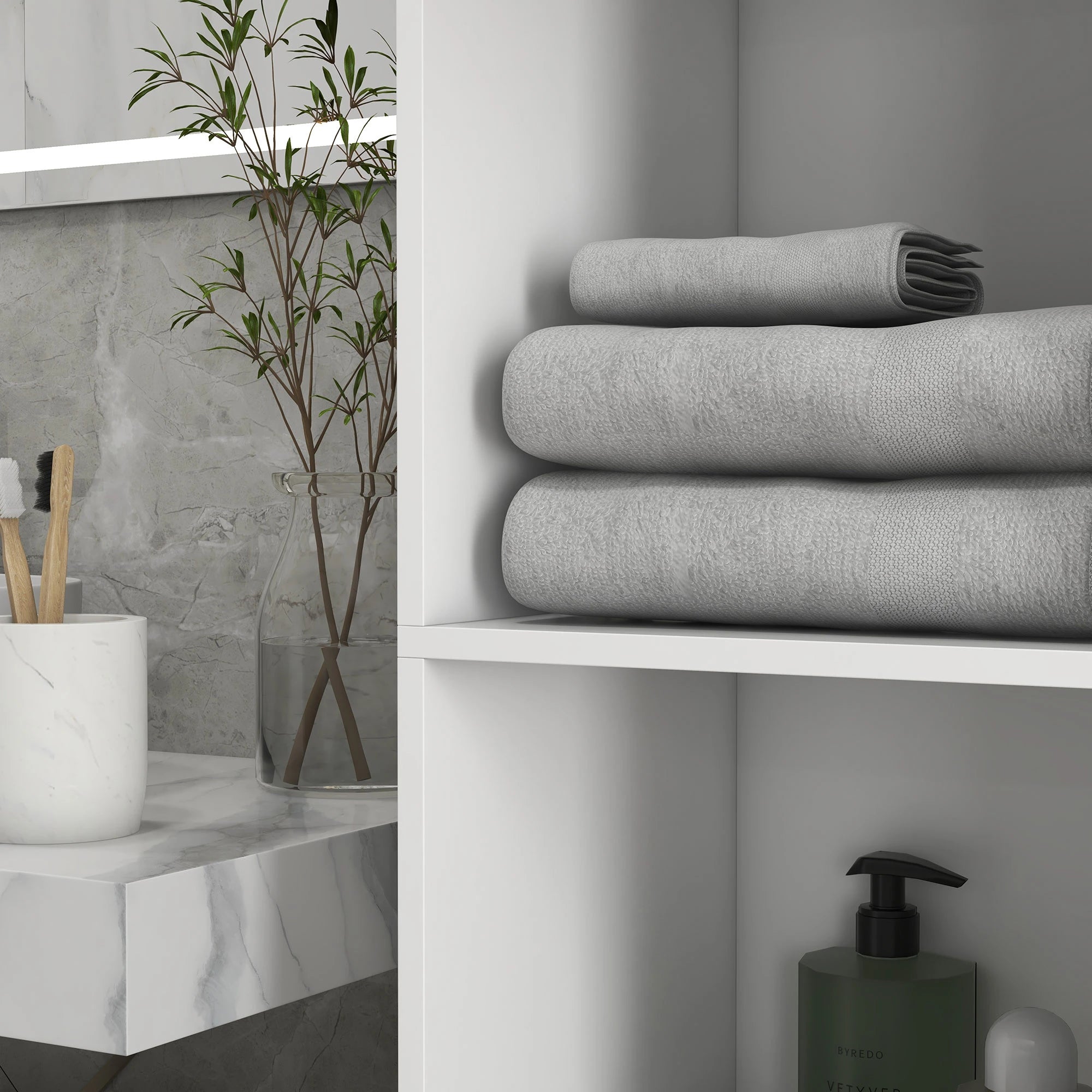 Tall Bathroom Cabinet, High Gloss Storage, Adjustable Shelves, 11.8