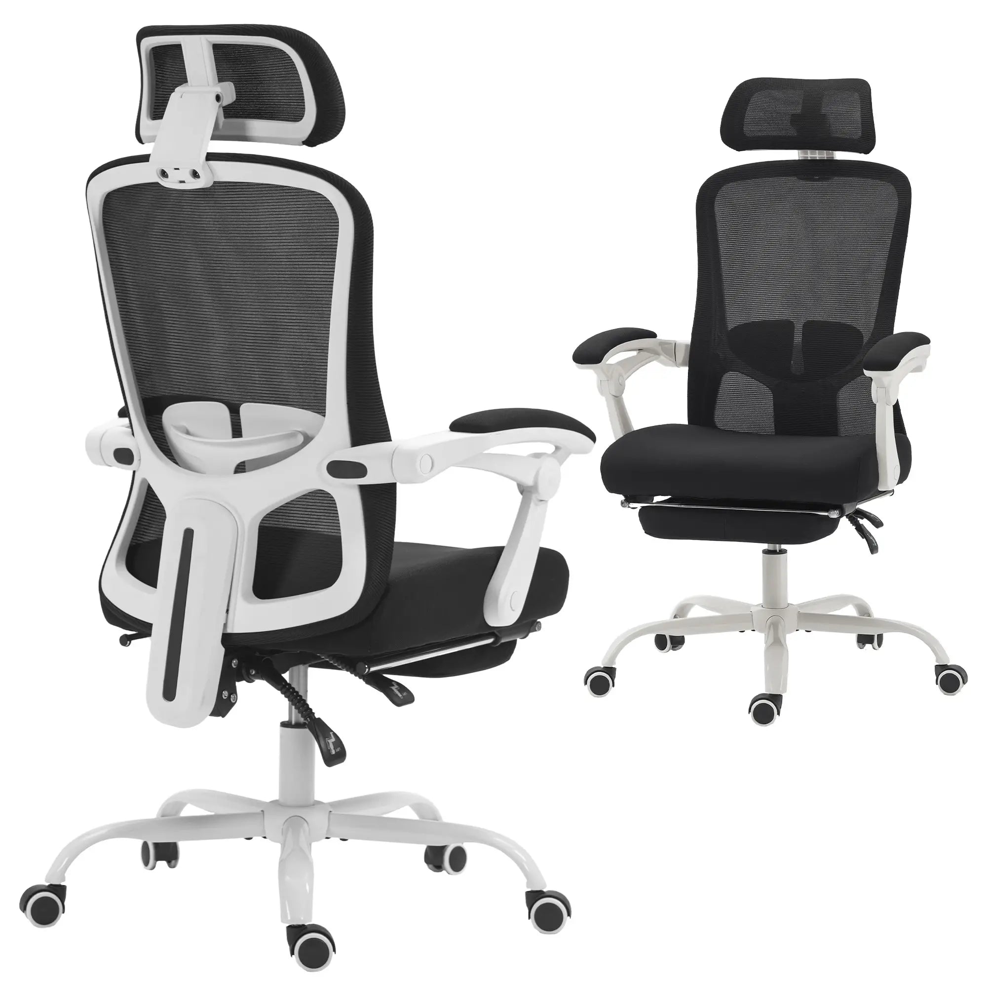 Ergonomic Office Chair, Mesh Reclining Desk Chair, Adjustable Lumbar Support, Headrest, Black Office Chairs at Gallery Canada