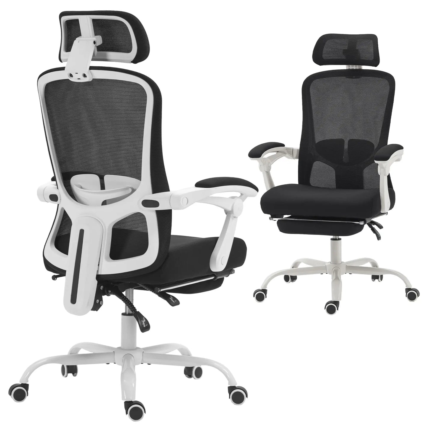 Ergonomic Office Chair, Mesh Reclining Desk Chair, Adjustable Lumbar Support, Headrest, Black Office Chairs at Gallery Canada